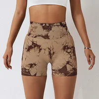 Seamless Tie Dye Sport Shorts For Women Summer Elastic Scrunch High Waist Push Up Tummy Control Gym Fitness Workout Yoga Shorts 3