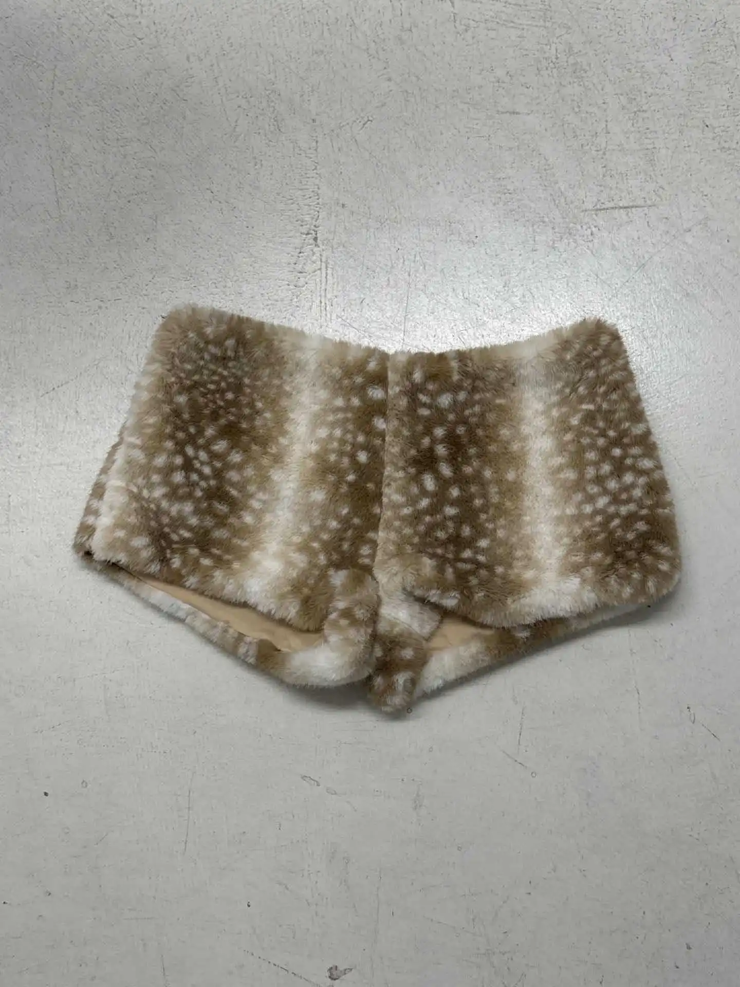 2025 Fall Winter Deer Pattern Print Furry Shorts Women Fashion Low Waist Faux Fur Night Clubwear Casual Streetwear Bottoms 3