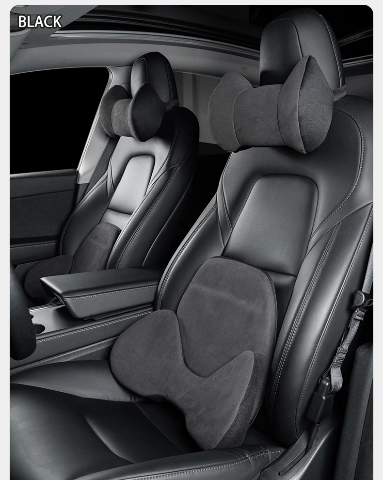 Car neck pillow For Tesla Model Y/Model 3 2018-2024 2025 Suede headrest lumbar s