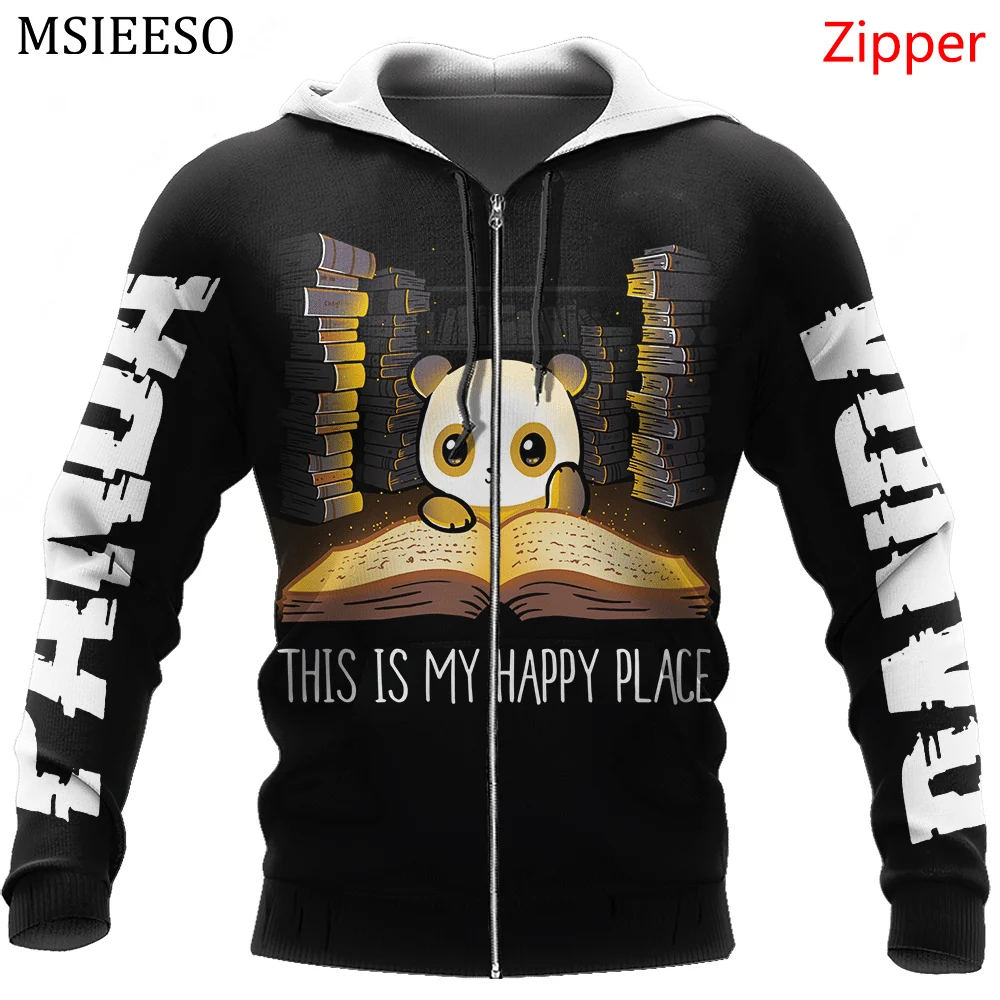 MSIEESO Men Hoodie Love Panda Pattern 3D Printed Autumn Sweatshirt Unisex Long Sleeve Fashion Women Zipper Jacket Pullover