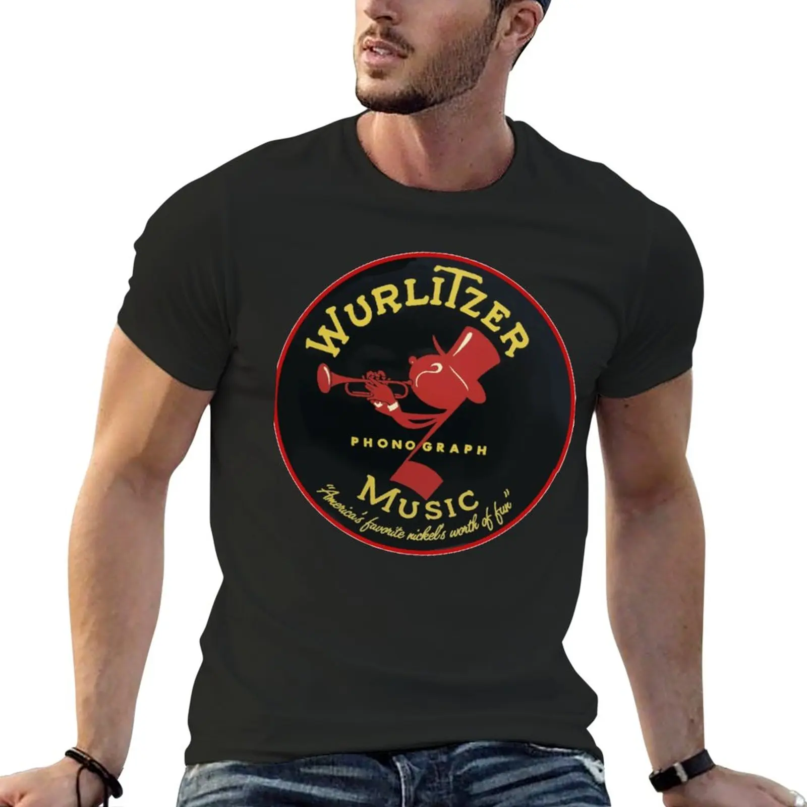 Vintage Wurlitzer Phonograph Music T-Shirt Corta T-Shirt Oversize Magliette Personalizzate Progetta Le Tue Magliette Alte Da Uomo