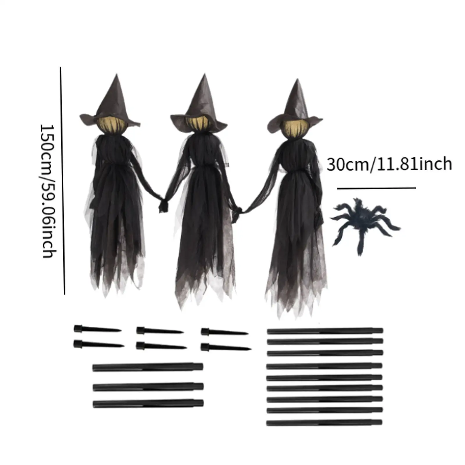 Ornaments with Stakes Set Light up Holding Hands Screaming Witches Halloween Witches for Home Outside Holidays Porch Garden
