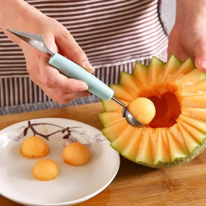 

Multi Function Fruit Carving Knife Watermelon Baller Ice Cream Dig Ball Scoop Spoon Baller Kitchen DIY Cold Dishes Tools Gadgets