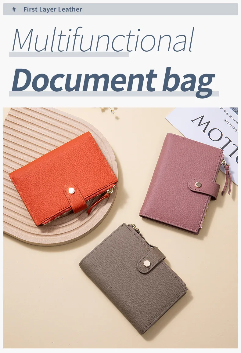 Kurze Karten halter Damen Brieftasche Echt leder Geldbörse weiche echte Rindsleder Brieftasche Frau – Detail 1