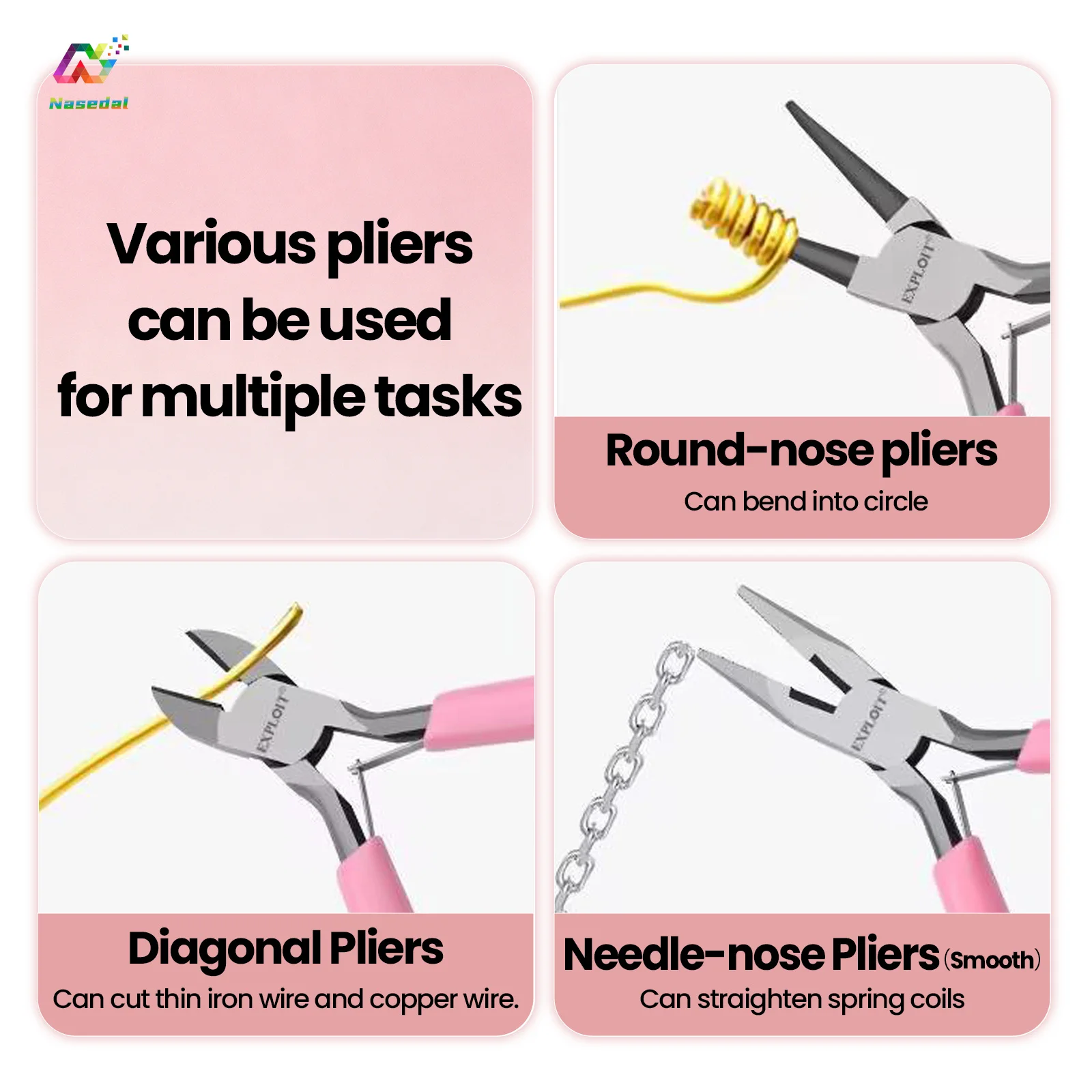 8pcs Jewelry Making Beading Tool Kit with Pliers Scissors DIY Craft Tools for Handmade Ornament Fashion Accessory Making Repair - 2