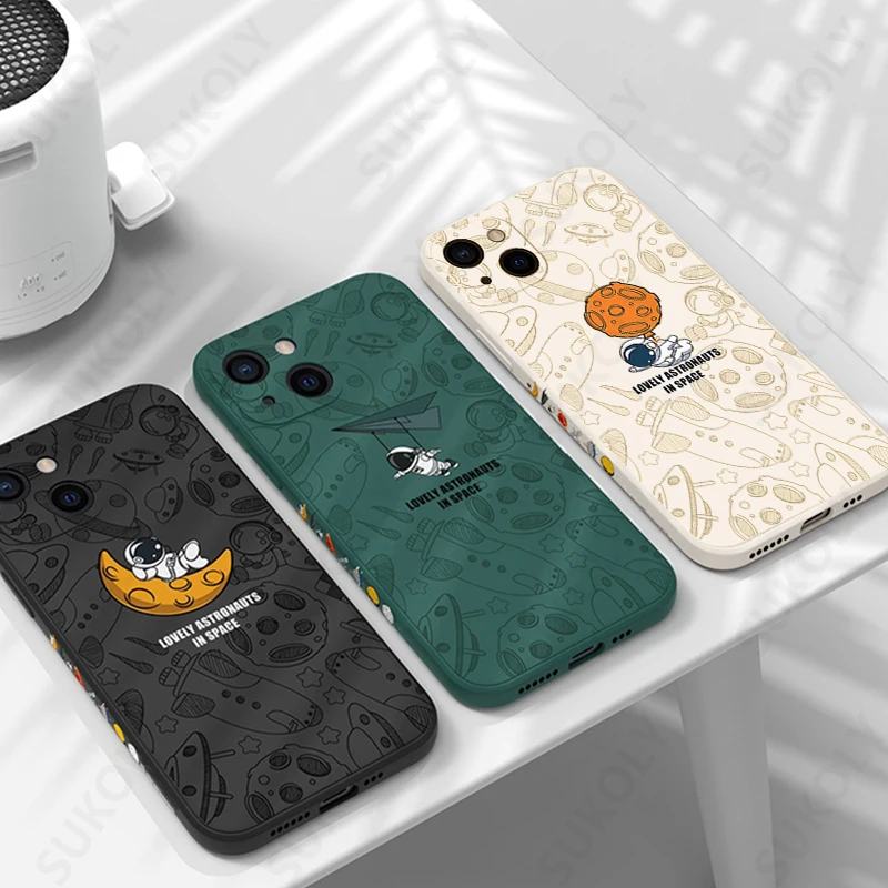 Custodia IPhone 12 Con Astronauta E Pianeti - Antiurto, Antiscivolo, Stile Fumetto