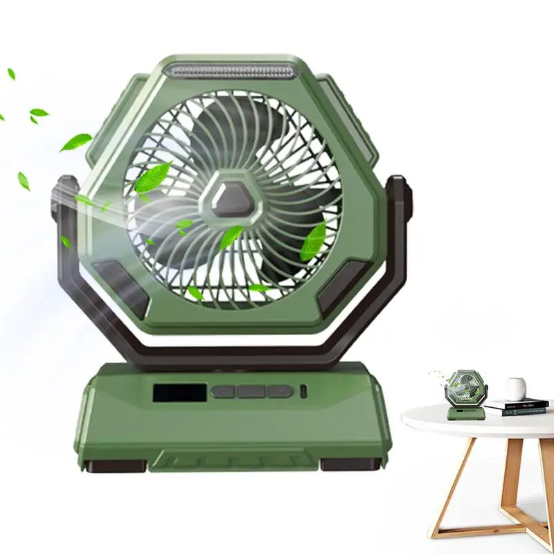 

Outdoor Camping Fan USB Desk Fan Portable Battery Tent Fan 3 Speeds Rechargeable Fan With Light & Hook For Picnic Barbecue