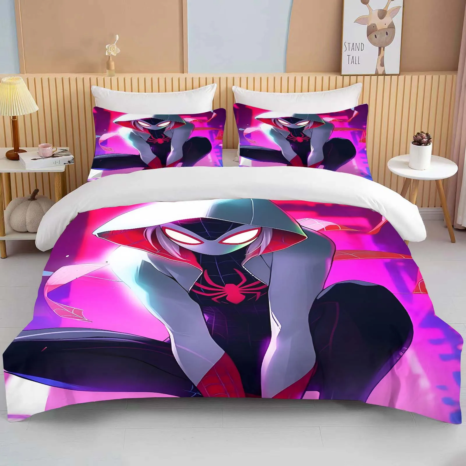 10 Sizes Marvel Spider Gwen Printed Soft Bedding Set Anime Duvet