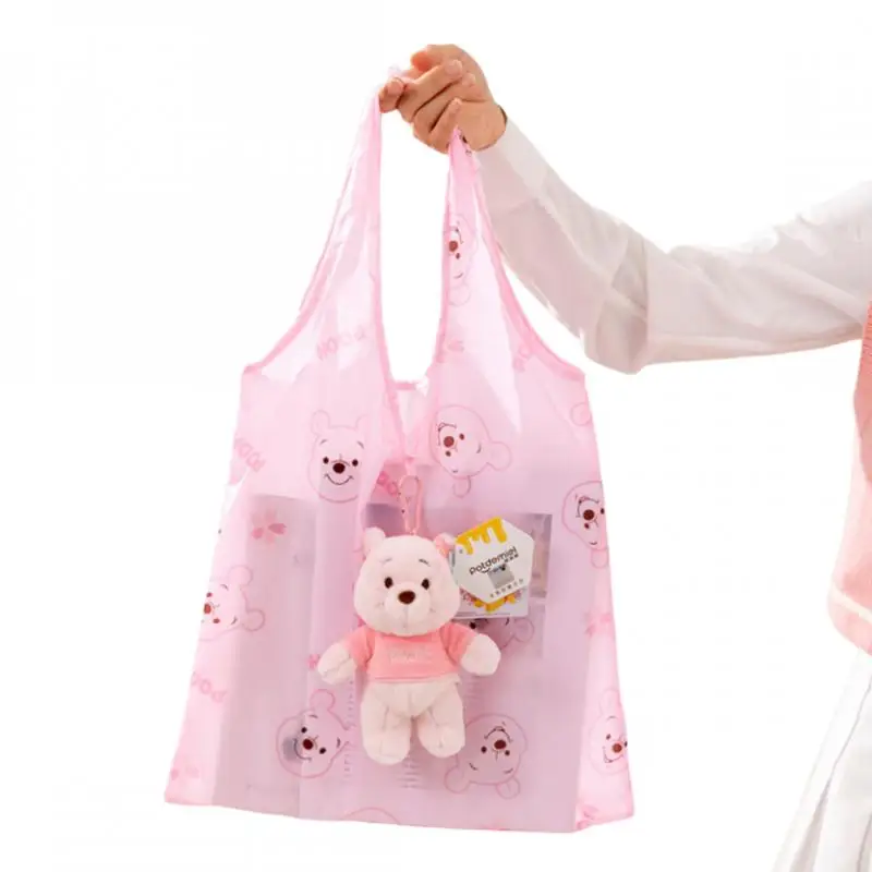 

Disney Doll Storage Bag Pooh Bear Pendant Child Lotso Kawaii Stuffed Toys Ever-Changing Fold Shopping Bag Girl Keychain Gift