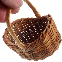 4Pcs Mini Rattan Basket Woven Baskets Storage Bins Home Decor Photo Props Tiny Flower Baskets Rustic Baskets Natural Material 1
