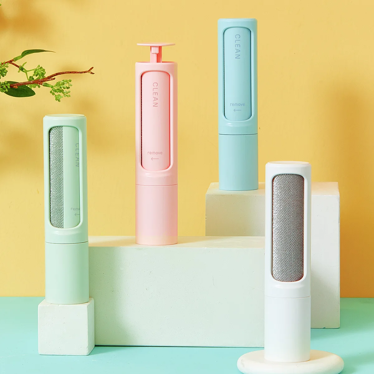 2-1 Reusable Pet Hair Remover Brush Lint Roller Self Cleaning Cat Dog Fur Hair Dust Removal for Clothes Portable Effective