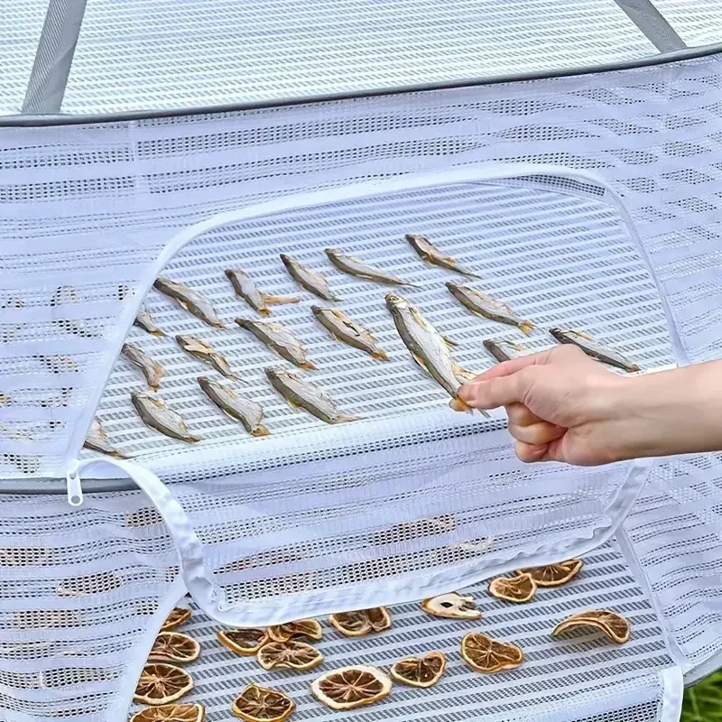 1pc Drying Rack 1-3 Layers Folding Fish Mesh, Non-Toxic Polyester Fiber Netting, Hanging Drying Fish Net, for Shrimp Fish Fruit 4