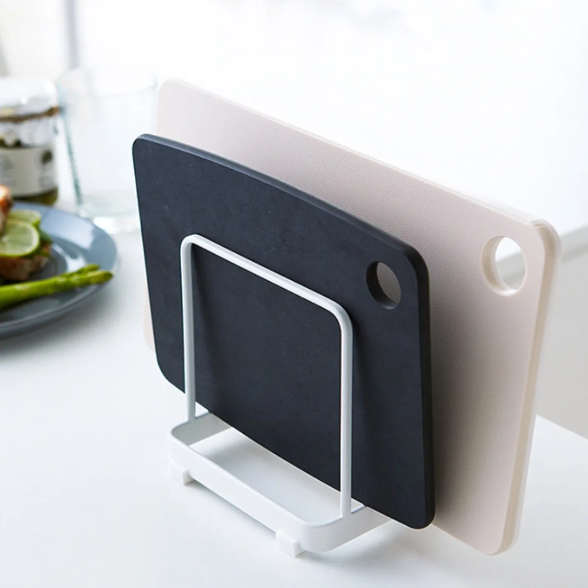 1PC cutting board organizer, layered cutting board rack, vertical sorting and storage drainage tray, cutting board rack 5