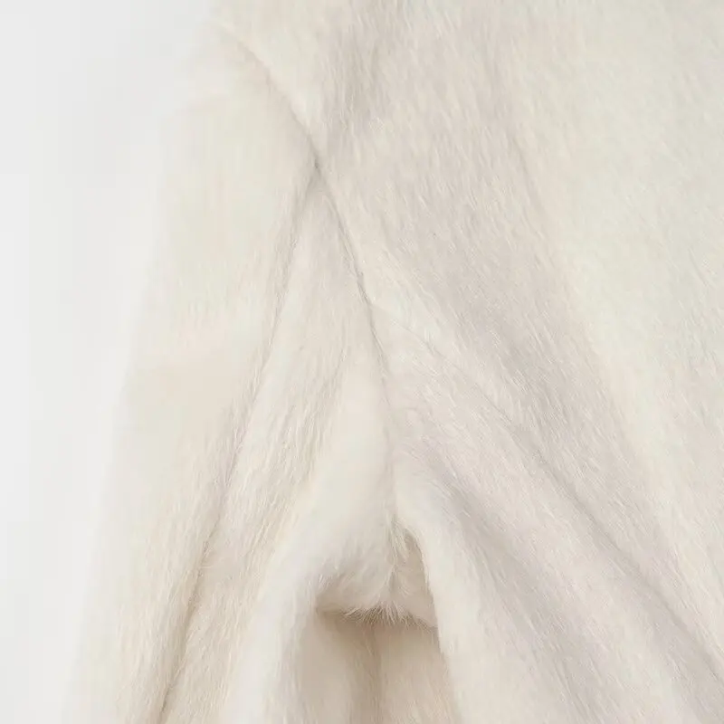 Streetwear Long Hairy Shaggy Blazer Boyfriend Retro Women Back Double Slit Front Pockets Loose Oversized Suit Fashion Coat