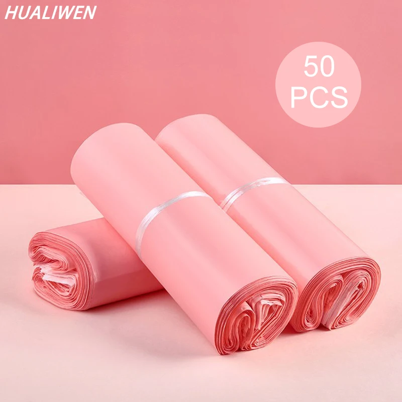 50Pcs Courier Bags Pink Storage Bag Plastic Poly Shipping Bag Envelope Mailing Bags Self Adhesive Seal Plastic Pouch