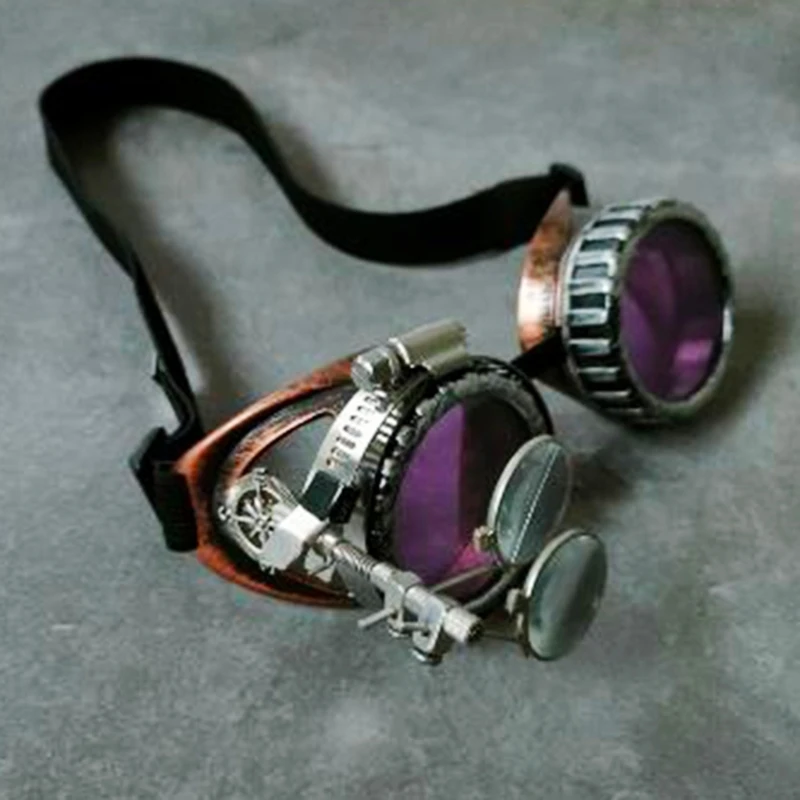 Vintage Steampunk Goggles Cosplay Glasses Eyewear Costume Accessory Riding Glasses Breathable Headband Glasses Durable 4