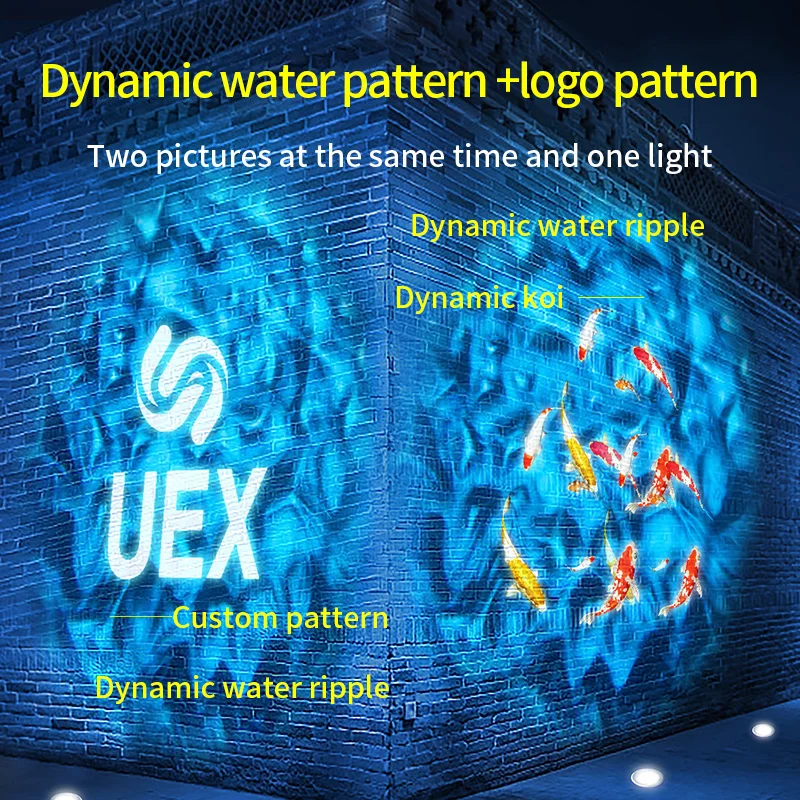 Double pattern water ripple fish projector light advertising logo Outdoor ground atmosphere lighting custom door sign spotlights 2