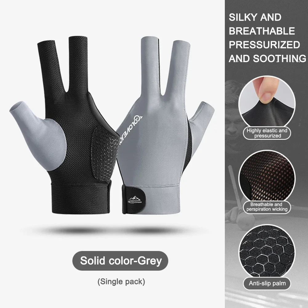 Open Finger Billiard Gloves Antiskid Polyester Snooker Billiards Gloves Adjustable Sticker Portable Lightweight Amateur Training billiard gloves