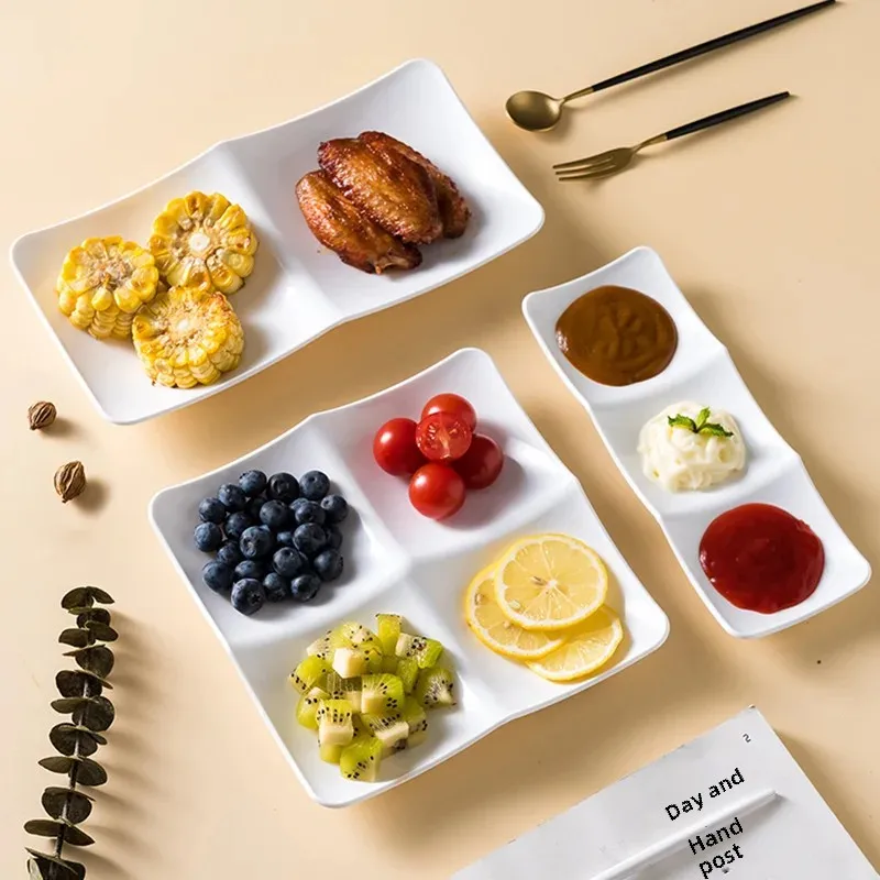 Imported From Japan Three-Compartment Breakfast Plate Fat Reduction Home Use Single Person Food Plate Dining Utensils Suit