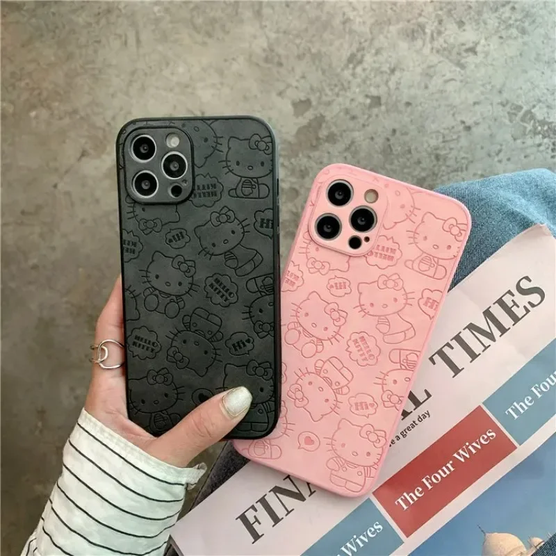 

Anime HelloKittys Cartoon Phone Case Pink Cute Girl Phone Case IPhone 15 14 13 12 11 Pro Max Xr Mini 7 8 14 Plus Case Soft Cover