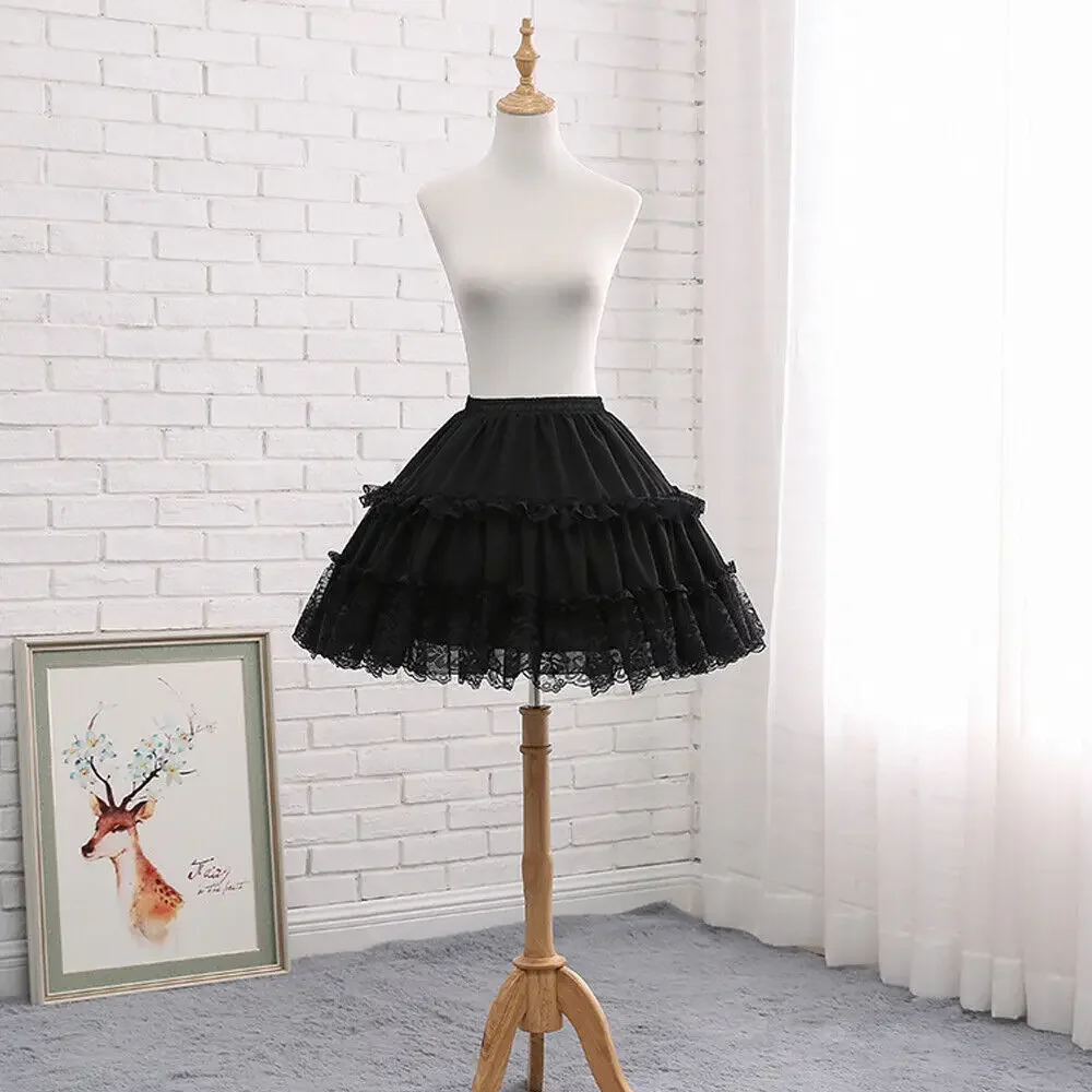 47cm Length Lace Crinoline 2 Hoop Petticoat Lolita Underskirt for Girls