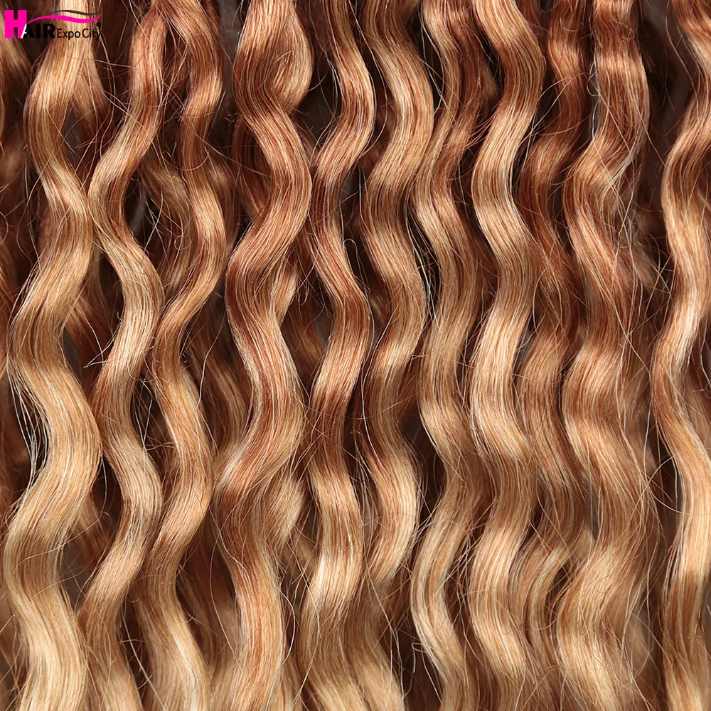 Synthetic Goddess Locs Crochet Braids Hair Extension 18Inch Pre-looped Bohemian Locs Deep Wave Curly Crochet Hair Expo City 5