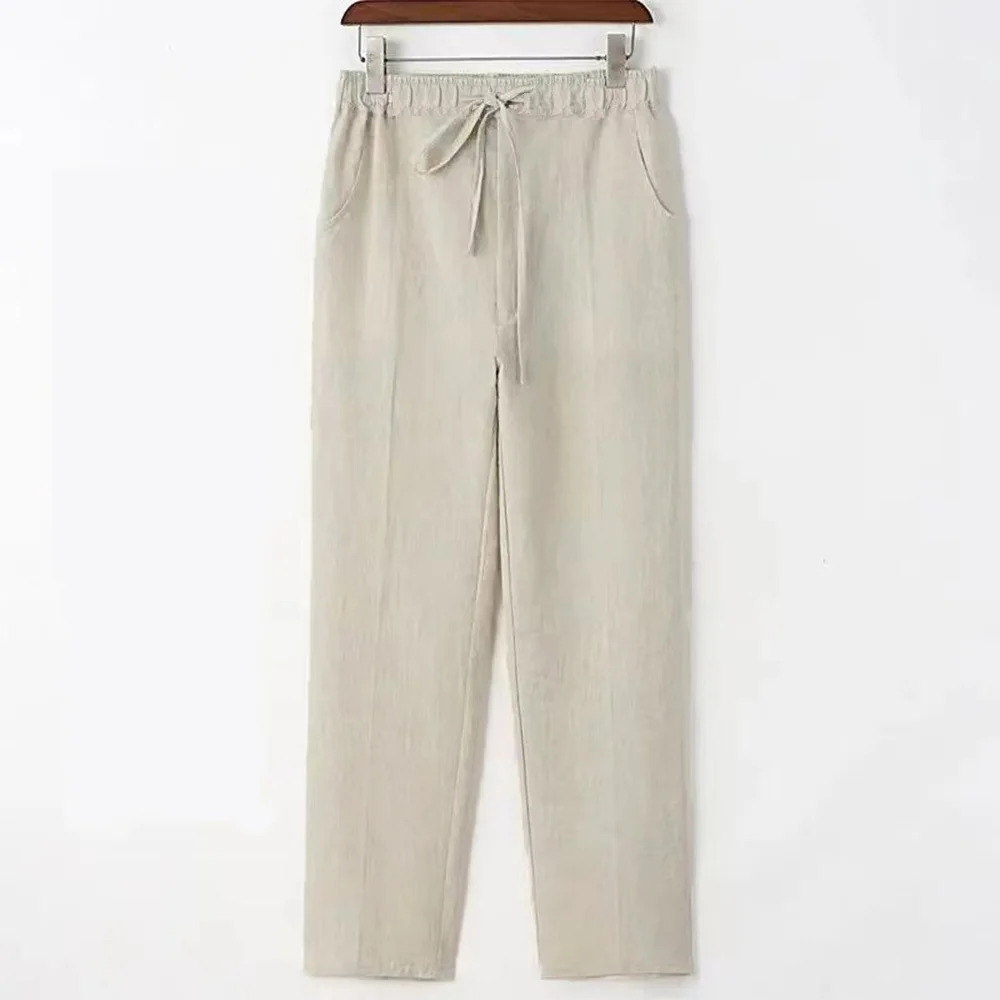 남성용 비치 바지, 면 린넨 스웻팬츠 캐주얼 바지, 하와이안 바캉스, 루즈한 스트레이트 바지, 조깅 스트리트웨어, 여름