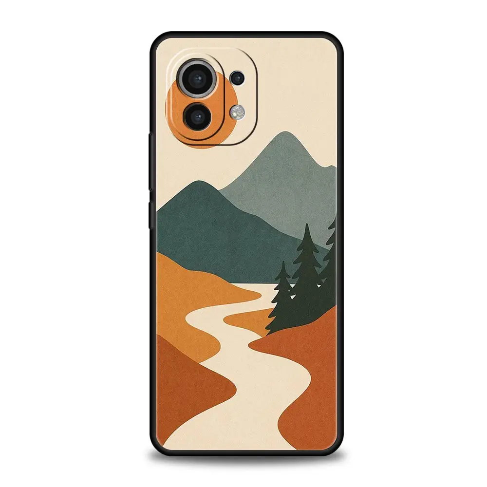 Abstract Mountain Sunrise Line Soft Case Cover