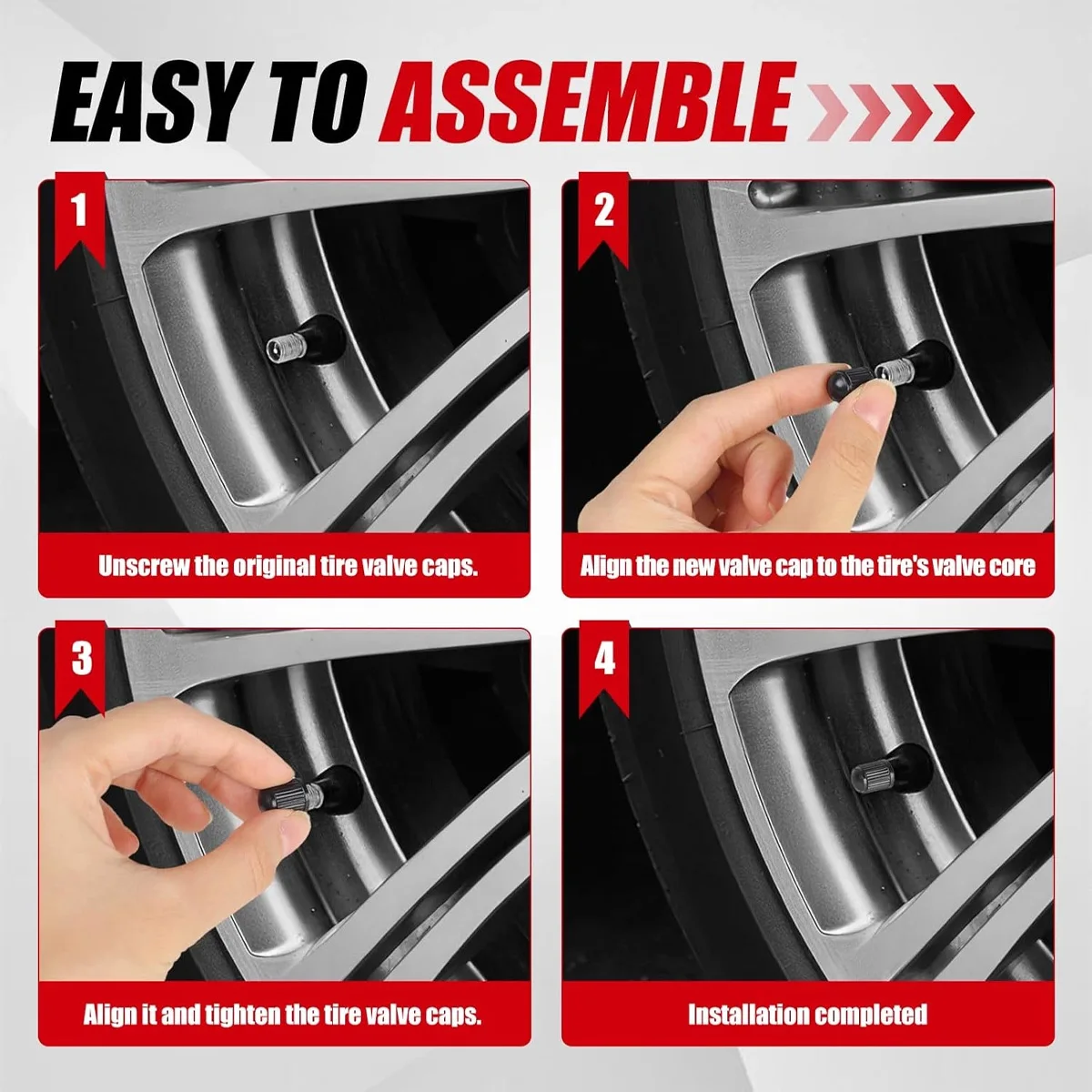 Tire Valve Caps Universal Plastic with O-Ring