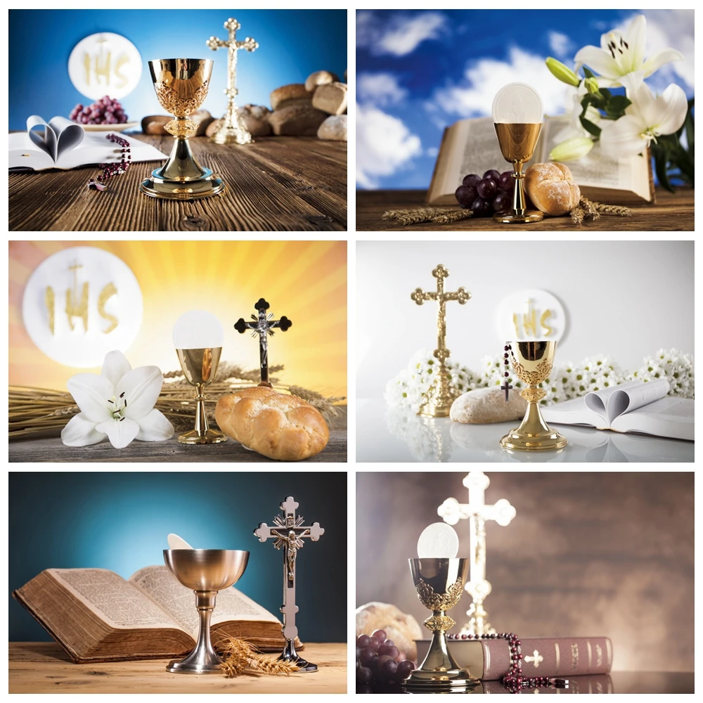 Baby Shower My First Holy Communion Catholic Theme Crucifix Chalice Bible  Bread Photo Background Photography Backdrop| | - AliExpress