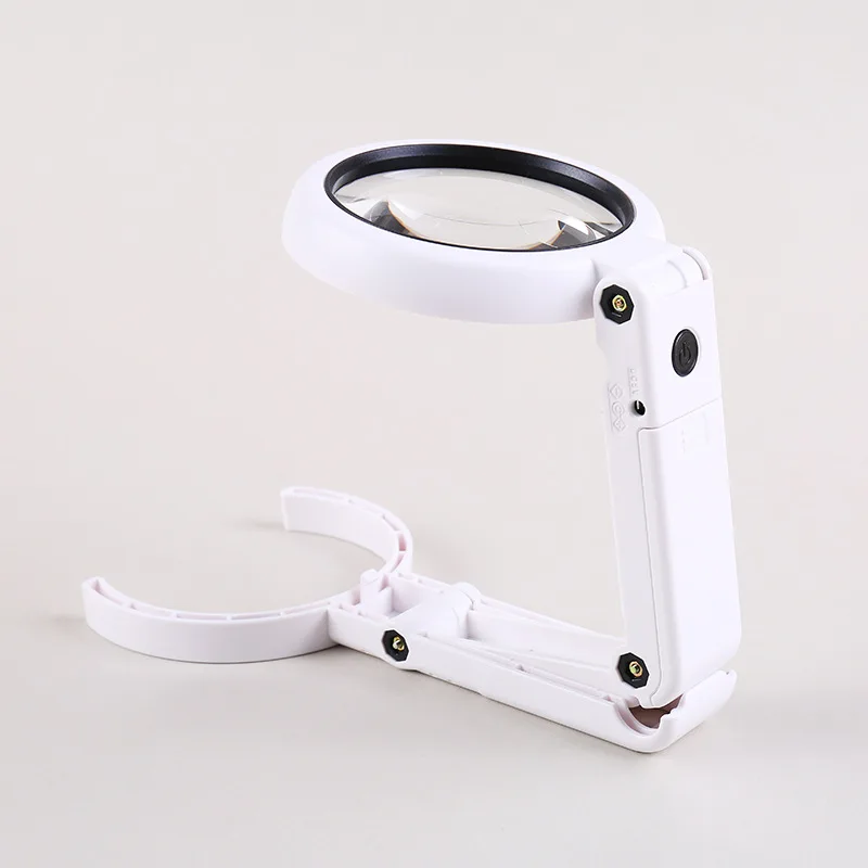 

Handheld Desktop Dual Purpose Foldable Magnifier 5X 11X USB Rechargeable Magnifying Glass Reading Loupe with LED