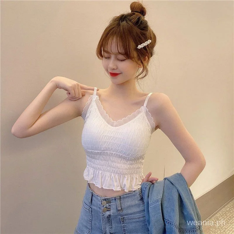 

Women'S Lace Pleated Camisole With Wooden Ears jTWF