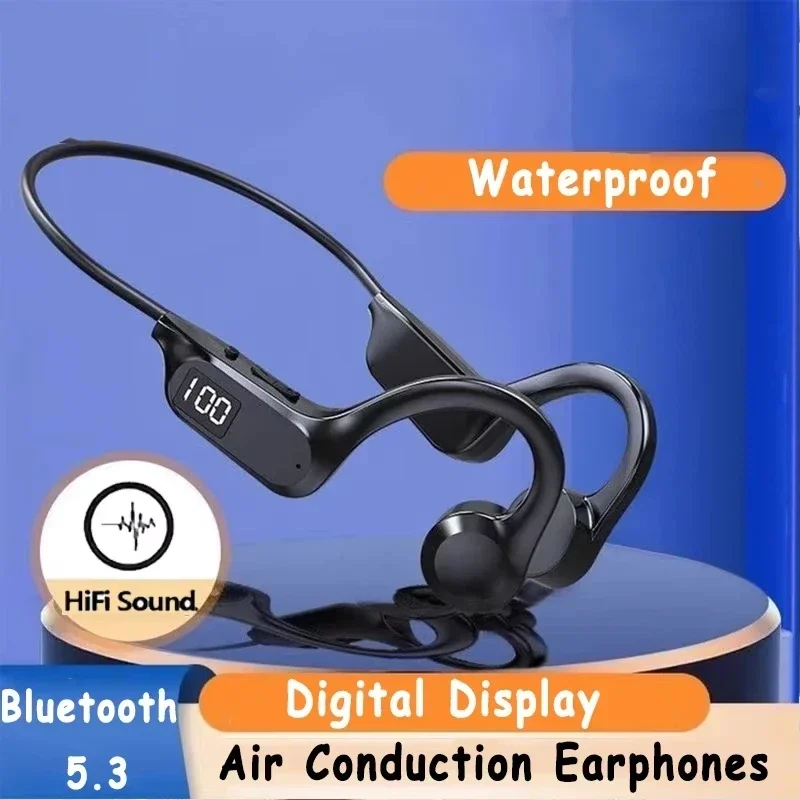 Wireless Bone Conduction Sports Earphones - Waterproof Neckband with Mic, Enhanced Sound, and Long Battery Life