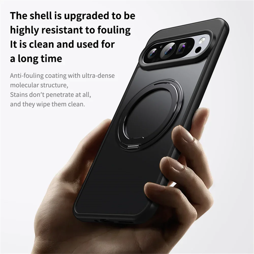 360° Rotating Magnetic Metal Stand Shockproof Case with Wireless Charging Compatibility