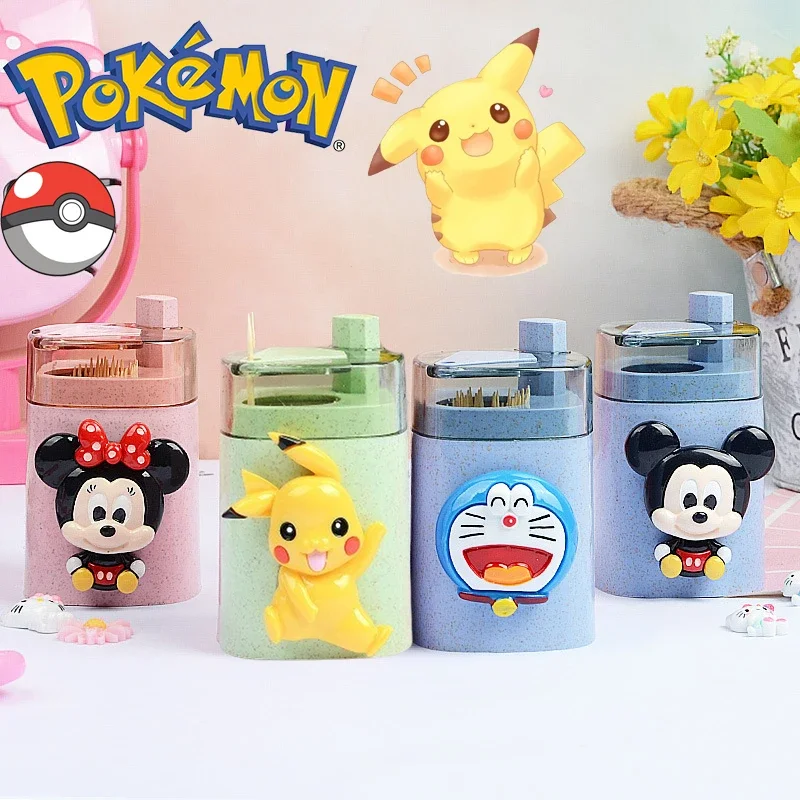 Pokemon Pikachu Creativo Porta Stuzzicadenti Automatico Kawaii Anime Scatola Di Immagazzinaggio Di Stuzzicadenti Di Paglia Di Grano
