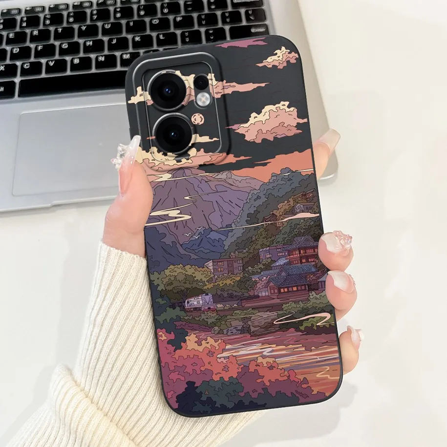 Fashion Bowknot Sunset Soft Silicone Phone Case Cover