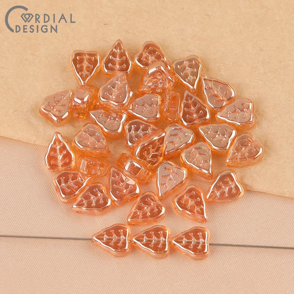 Cordial Design 8*10MM 500pcs Aurora Effect/Hand Made/Leaf Shape/Beads Making/DIY Glass Bead/Jewelry Findings & Components - cordial