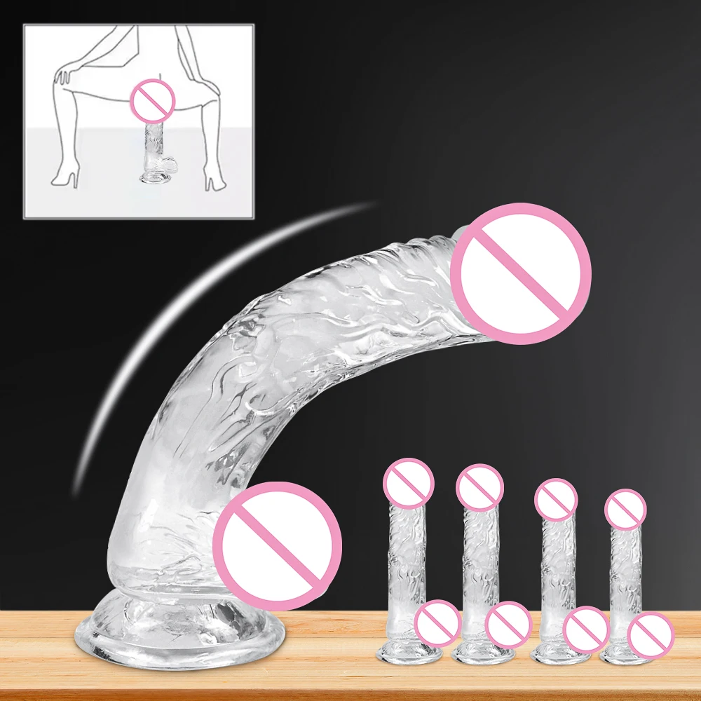 4 Größen Dildo realistische gefälschte Schwanz transparent weichen Gelee Penis Sauger Butt Plug Sexspielzeug für Frau Männer Vagina Anal Sexspielzeug ﻿ 18 1