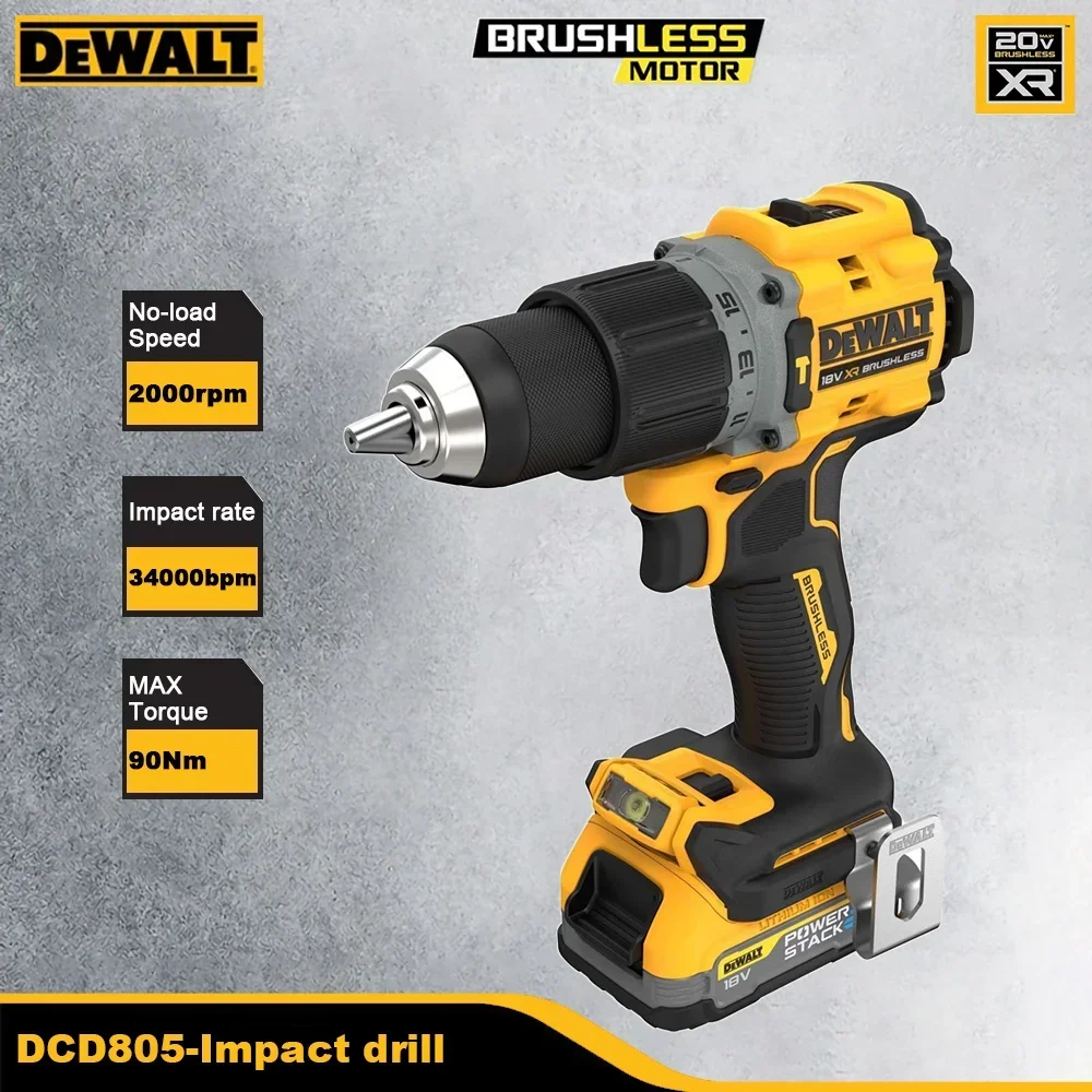 

Беспроводная ударная дрель Dewalt DCD805, перезаряжаемая, 90 нм, 2000 об/мин, 34000bpm, бесщеточная, регулируемая, 2 скорости, стандартная батарея 20 в и 18 в