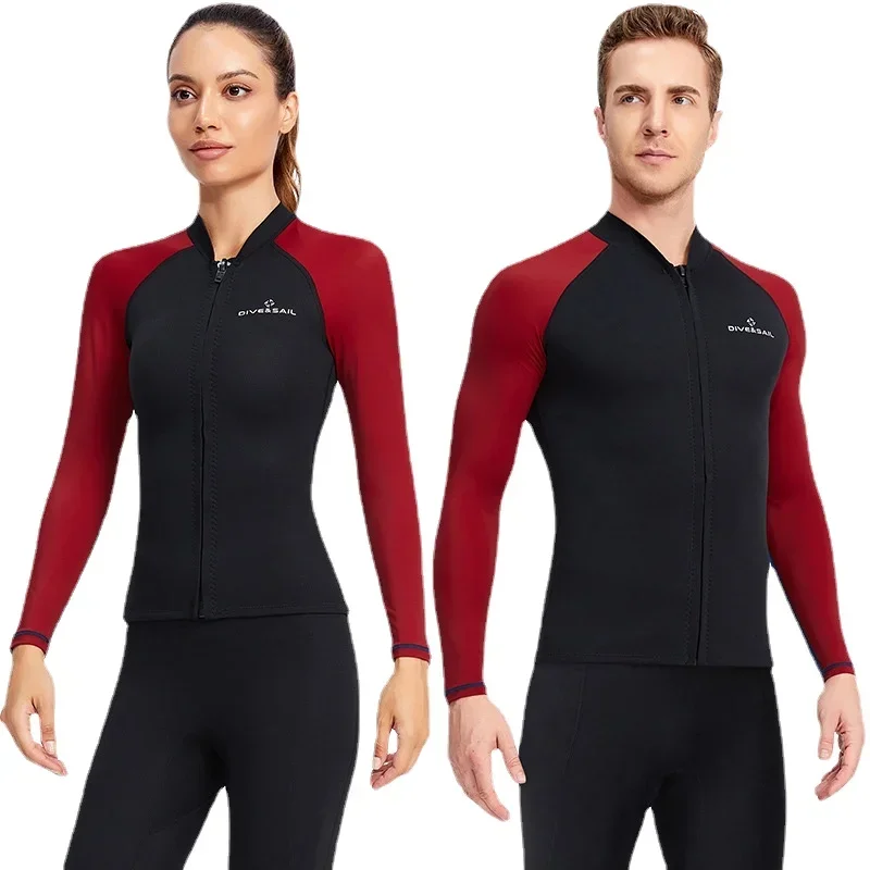 Chaqueta superior de neopreno de 0.118 pulgadas para mujer, camisa de manga  larga con cremallera frontal para buceo, surf, natación, color negro