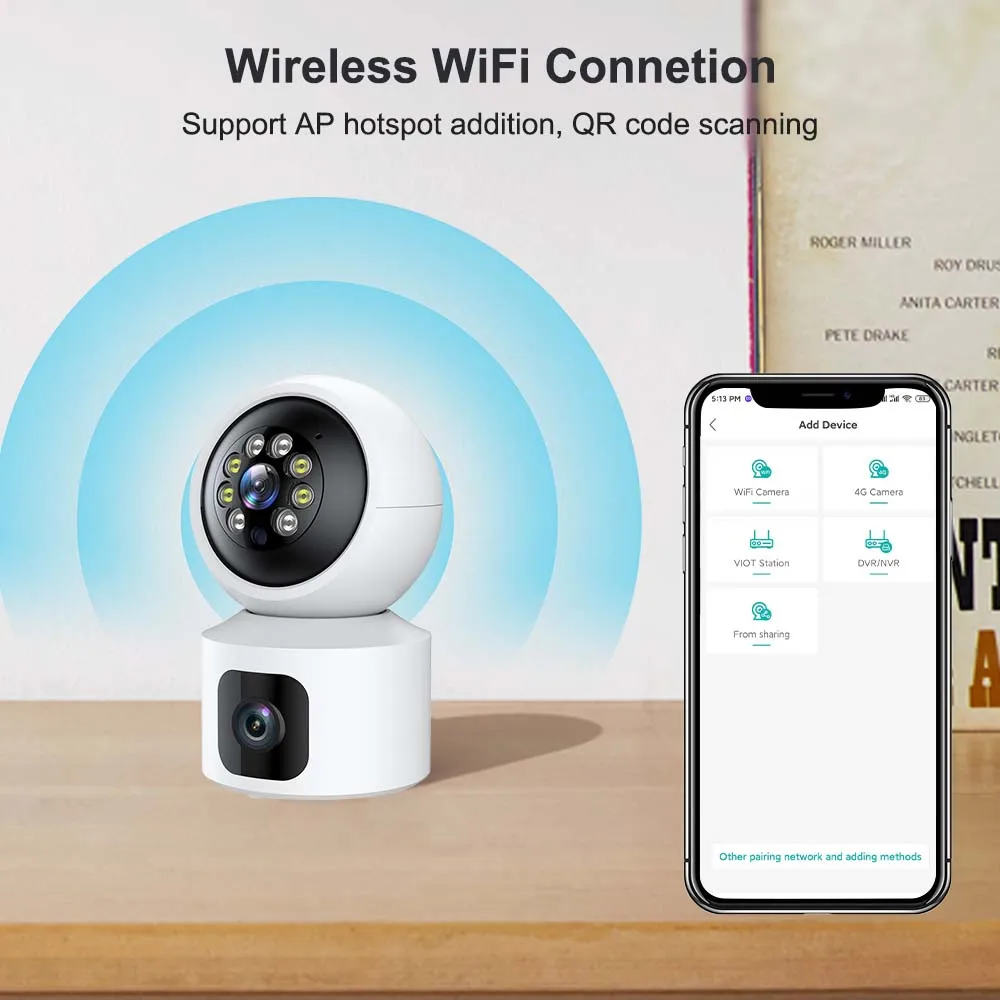 4MP двухобъективная IP - камера, мини - камера защиты Wi - Fi в помещении,  двухэкранный детский монитор, 2K - облачная видеокамера CCTV,  автоматическое отслеживание ICsee | AliExpress