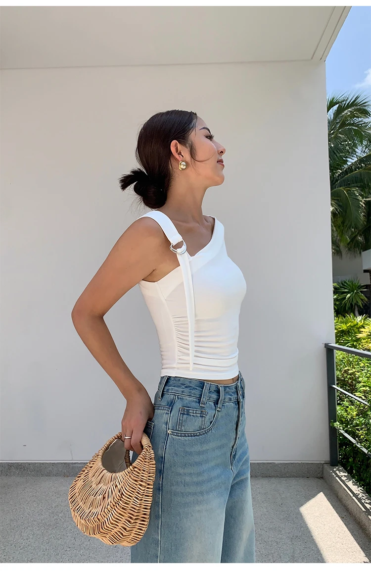 Women Tops Summer Sexy Off Shoulder Crop Tops Casual Female Sling T-shirt Short Sleeved Elastic Fashion White Tees Slash Neck