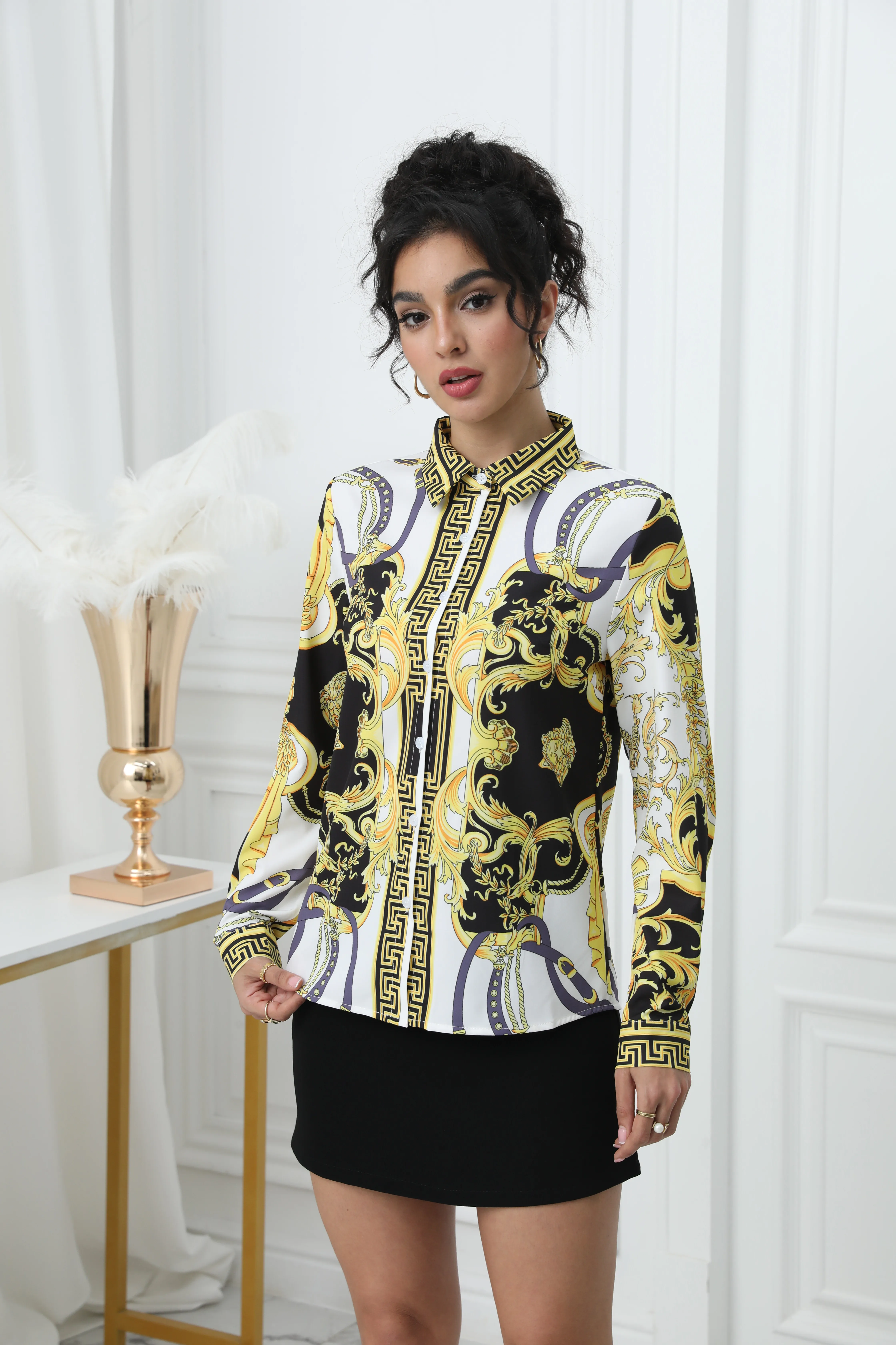 بلوزات نسائية مطبوعة على الموضة قمصان نسائية أنيقة...