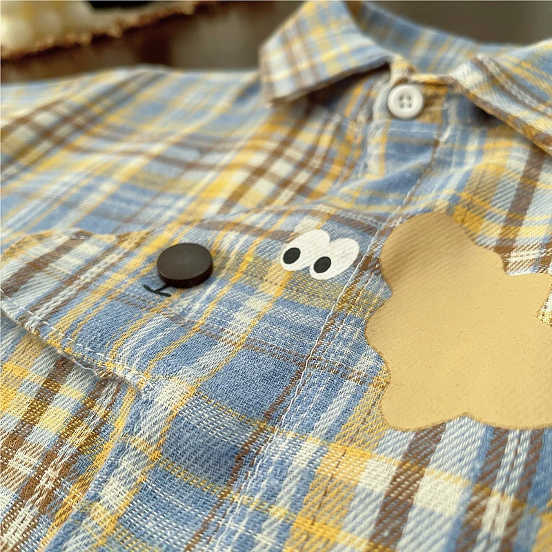 IENENS Toddler Baby Shirt Thin Clothes Spring Clothing Infant Boy Plaid Cotton Tops 1 2 3 4 Years Kids Long Sleeves Shirt