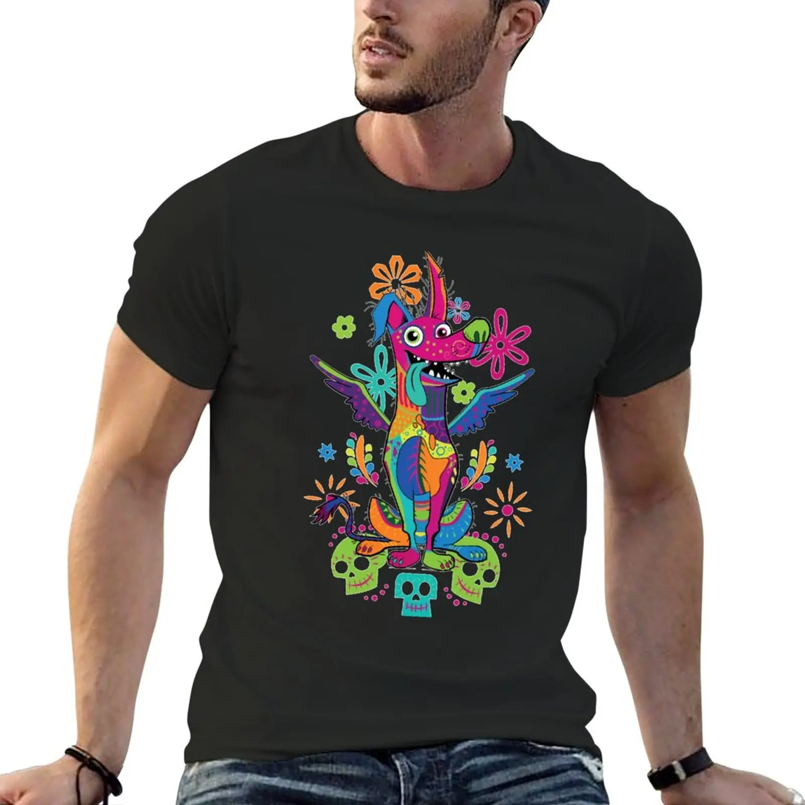 

New Day Of The Dead Dante Coco Dog T-Shirt tops plus size tops t shirt men