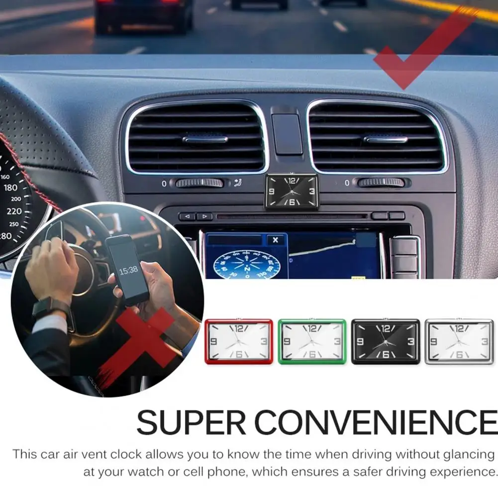Auto Fashion Watch Square Car Clock Interior Decoration Self-adhesive Electronic Vent Clip Watch For Car Styling car clock