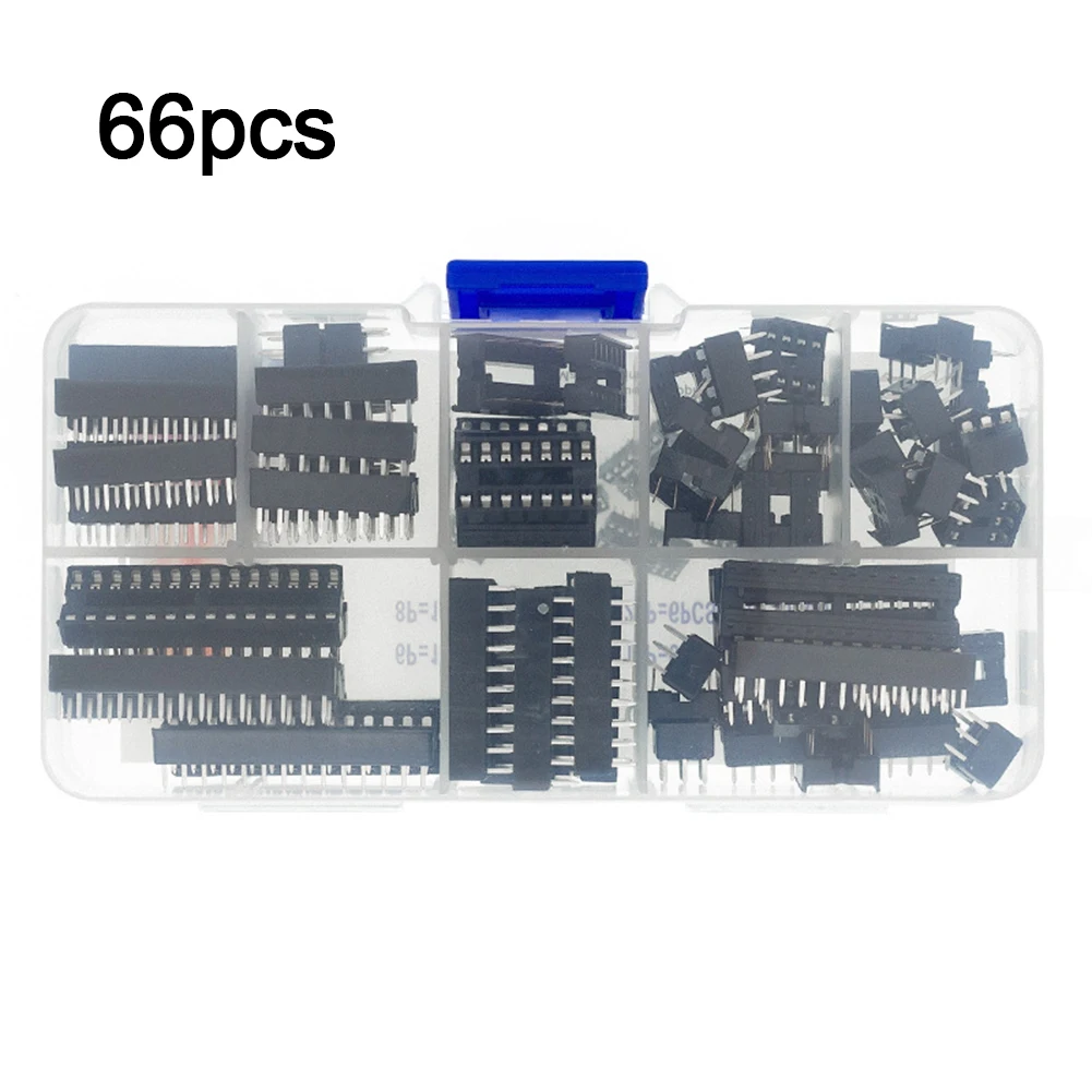 Juego de soporte de Chip IC de 66 piezas, soportes de Chip de rango de 6P a 28P para localizar el Chip IC deseado y garantizar conexiones precisas