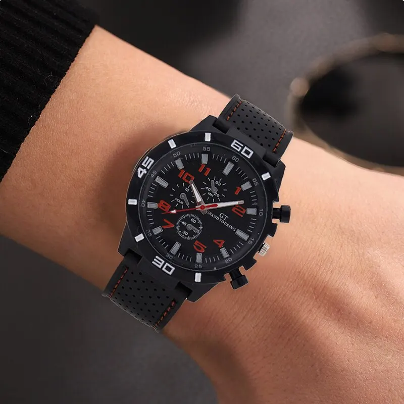 2023 Fashion Mens Sports Silicone Watches Classic Luxury Racing Business Casual Quartz Watch Gifts for Men Relogio Masculino