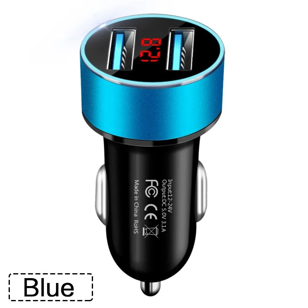 3,1 A Dual-USB-Autoladegerät – 2-Port-LCD-Voltmeter, 12–24 V Zigarettenanzünder-Buchse, universeller Autoladegerät-Adapter – Detail 8