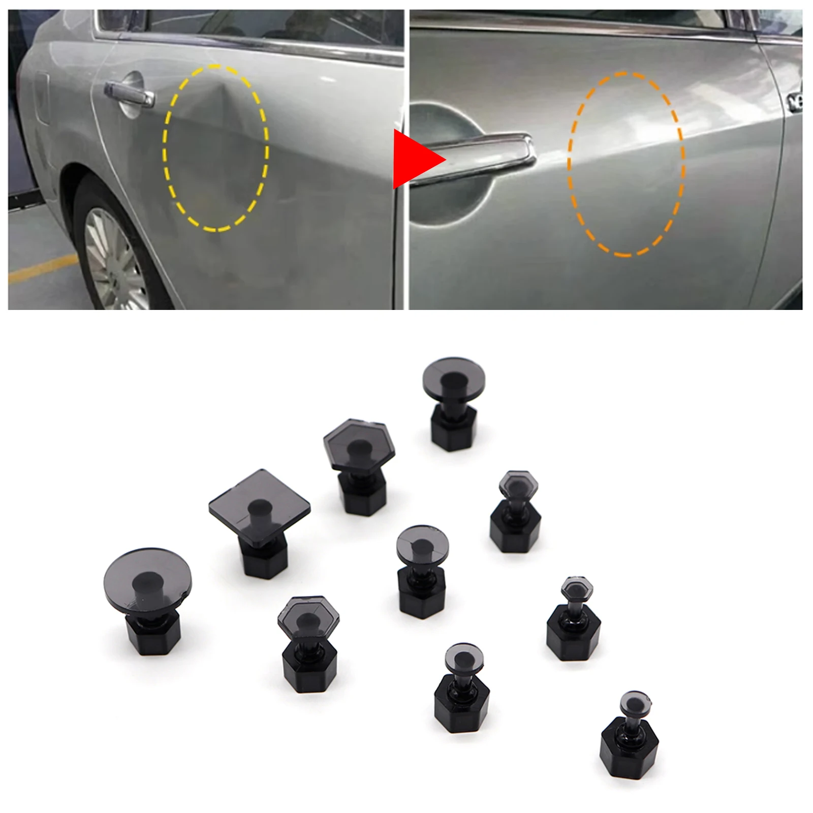 

10 Pcs Glue Tabs Dent Removal Tools Dent Removal Tool Auto Paintless Dent Repair Glue Tabs Auto Maintenance Tools For Car Body